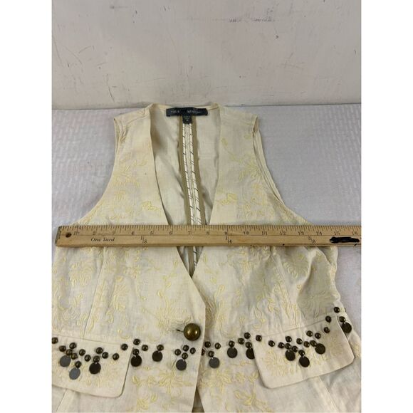 True Meaning Linen M Vest Studs Cream Gray - Picture 7 of 9